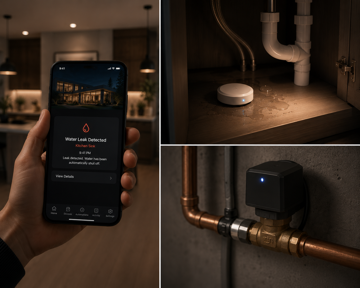 Water leak sensor and smart alerts